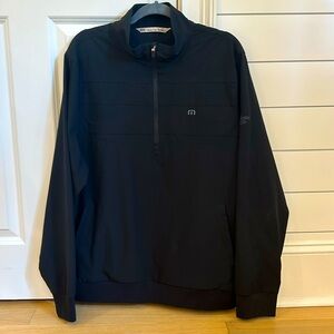 Travis Mathew weather-resistant quarter-zip in black, size XL
